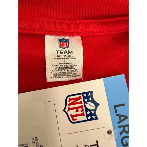 NFL Team Apparel Kansas City Chiefs Red V-Neck Sweatshirt Womens Large NEW - Image 5