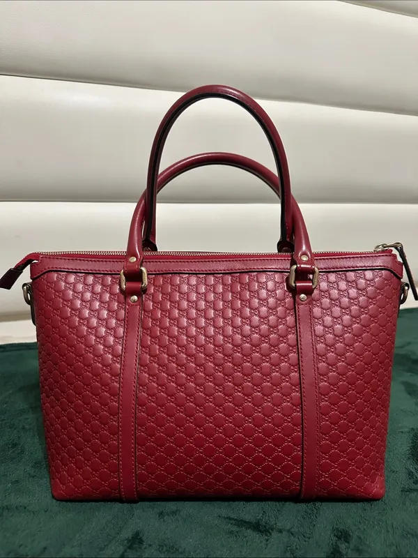 Gucci Micro Guccissima 2-Way Bag in Dark Red - Image 3