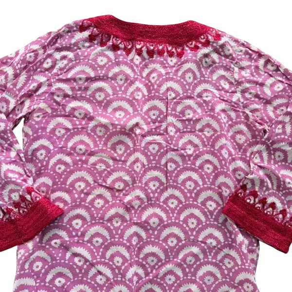 Roller Rabbit Roberta Tunic Cotton Pink Small Embroidered Cover-Up Beach Pajama - Image 7