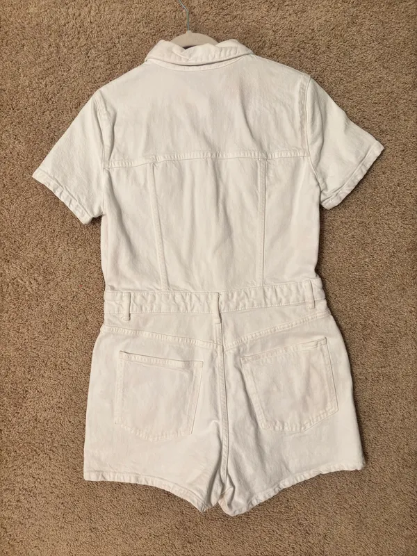 ZARA White Denim Romper - Image 4