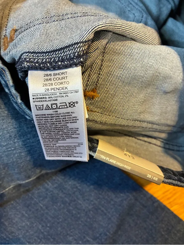 Gap 70's Flare High Rise Denim Stretch Blue Jeans Women's 28 6 Short NWT - Image 8