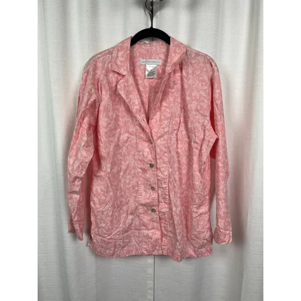 Crabtree&Evelyn Pink Floral Cotton&Bamboo Long Sleeve Pajama Set Sz.M - Image 5