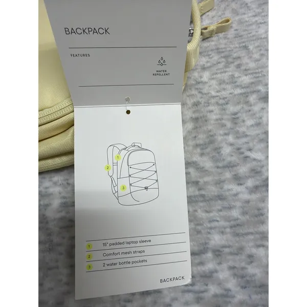 All in Motion Yellow Backpack Water Repellent 15IN Laptop‎ Sleeve Pad Straps NWT - Image 3