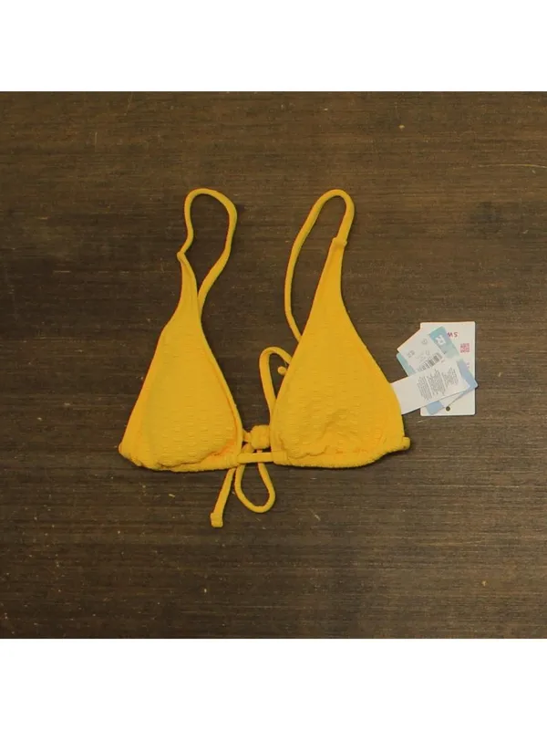 NWT Roxy Haleiwa Built Swim Bikini Top Juniors 19810860313 Golden Rod Gold S - Image 2