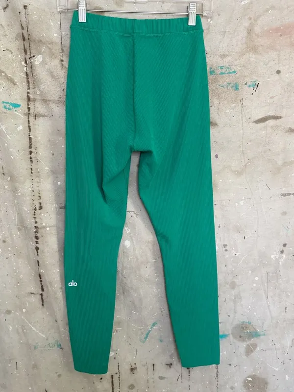 Alo Yoga Blissful High Waist 7/8 Leggings, Green Emerald - Image 4