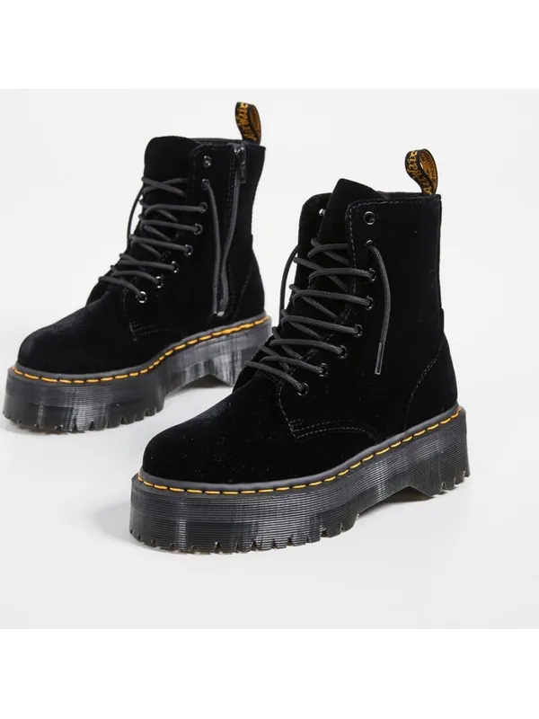 Dr. Martens Jadon Velvet Platform Boots Black Size 7 EUC - Image 12