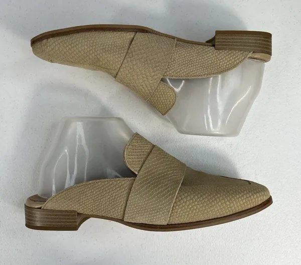 Free People Mules 39 At Ease 2.0 Loafer Suede Embossed Leather Cafe Beige Womens - Image 4