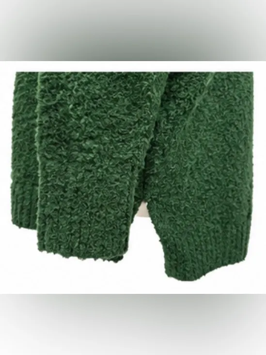 Aerie Size Large Green Textured V-Neck Oversized Sweater - Image 7