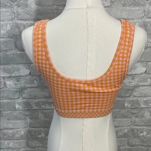 Zara Orange Checkered Crop Top Bralette - Image 3