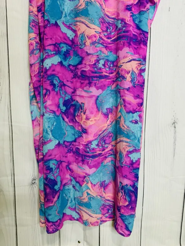 Buddy Love Maxi Caftan Dress Womens Sz L Blue Pink Abstract Boho Resort - Image 6
