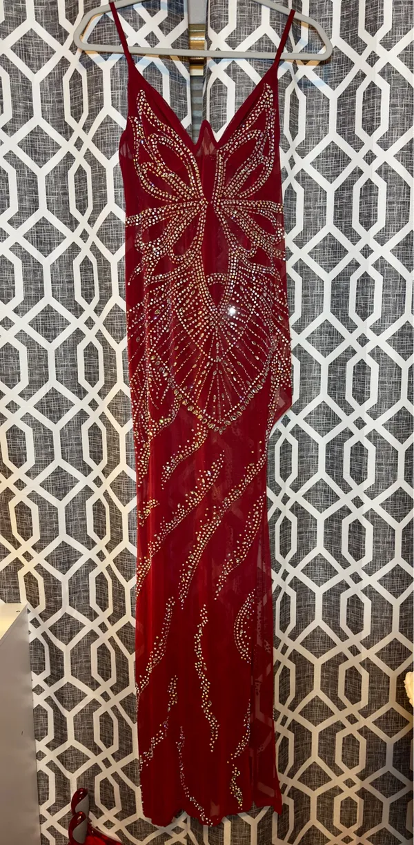Red Maxi Dress Boutique Dress - Image 5