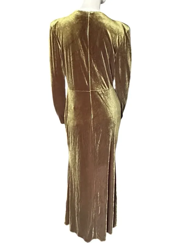 Inewer Stretch Velvet Long Sleeve Draped Formal Dress Olive Green SIZE 12 NWT - Image 4