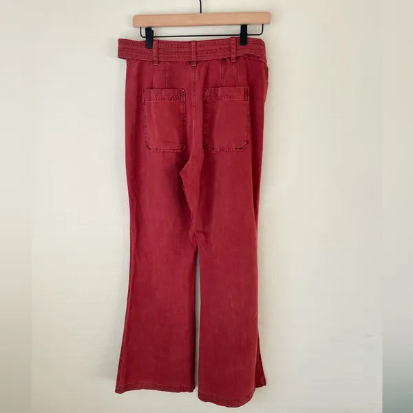 Free People Corin Flare Boho Button Fly Pants Red Size Women’s 8 - Image 5