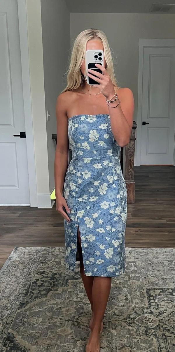Blue Floral Dress Size M - Image 2