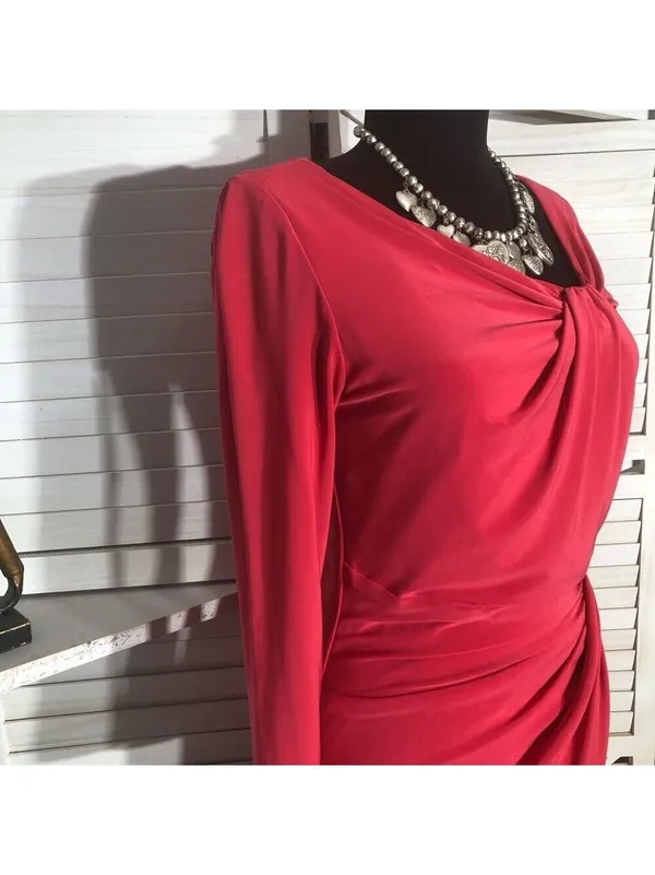Ralph Lauren Midi Dress coral Pink Derby elegant wedding guest Old Money glam S - Image 7