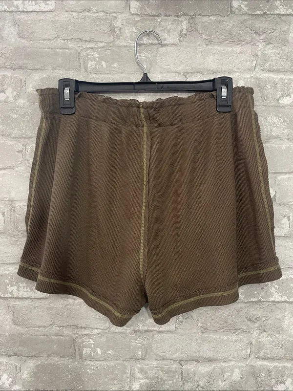 Free People Intimately "Early Night" Thermal Shorts in a brown/olive - Image 2