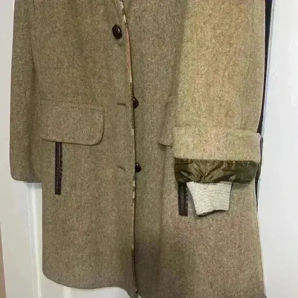 Vintage M Linman wool Burberry pattern Coat Brown - Image 8