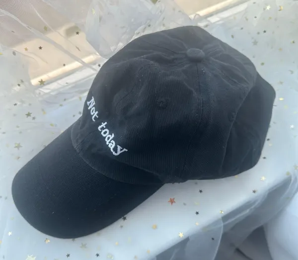 Not Today Baseball Cap Embroidered Quote Cotton Hat Black - Image 2