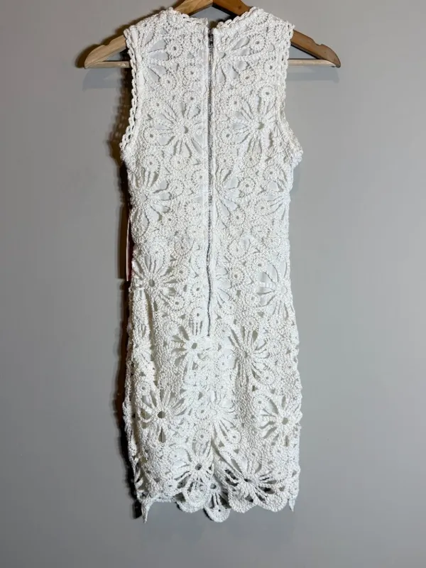 Aqua Crochet Mini Dress Women's XXS White Bridal Bachelorette Cocktail Party NWT - Image 11