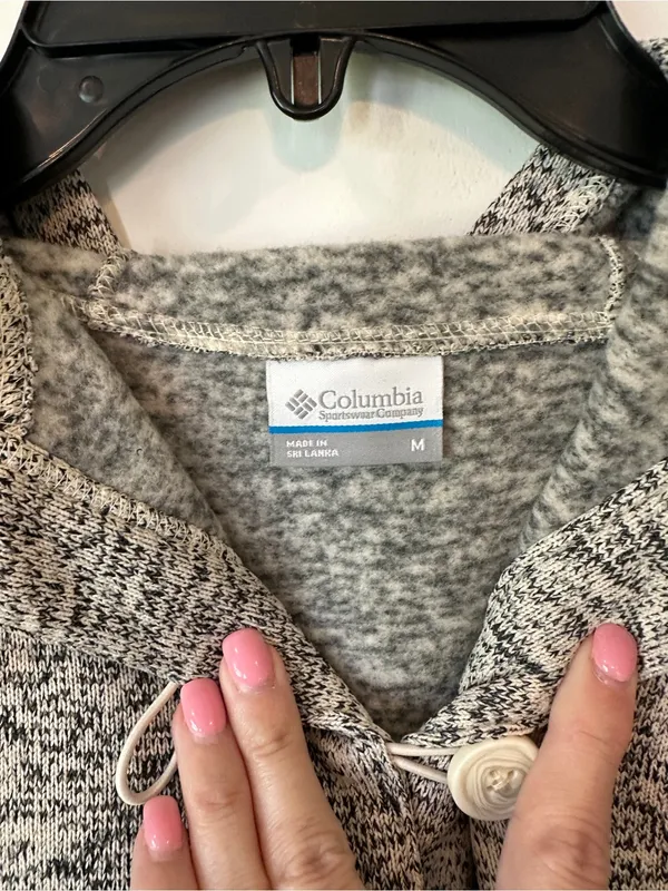 Columbia Gray Marled Button-Front Turtleneck hoodie Sweater - Image 5