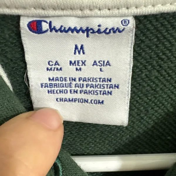 Champion Green Bay Packers Tri Color Block Quarter Zip Hooded Sweatshirt Medium - Image 2