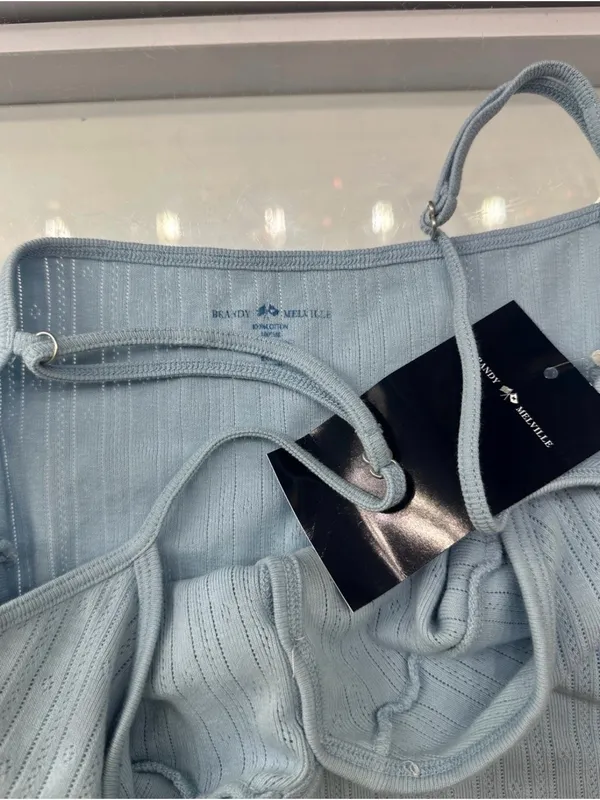 Brandy Melville Light Blue Button Up Camisole Tank Top (Ready To Ship) - Image 3