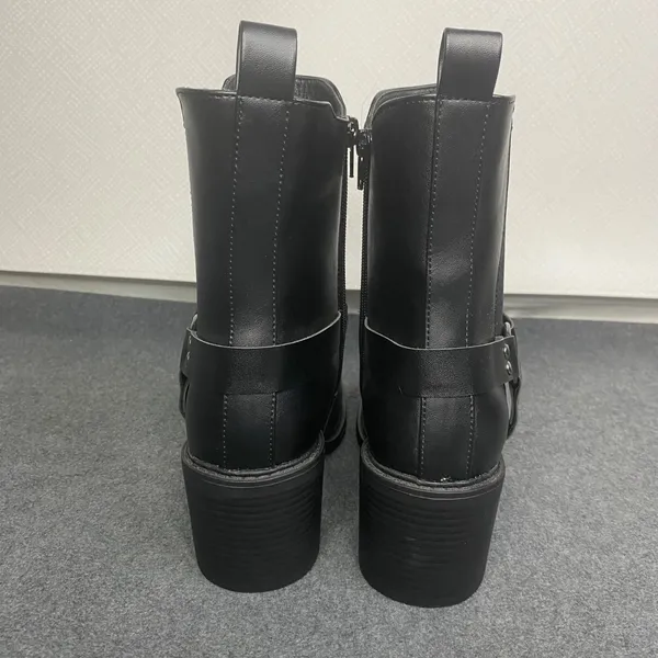 Pazzle Ankle Boots Womens Block Heel‎ Western Buckle Detail Black Sz 9 - Image 5