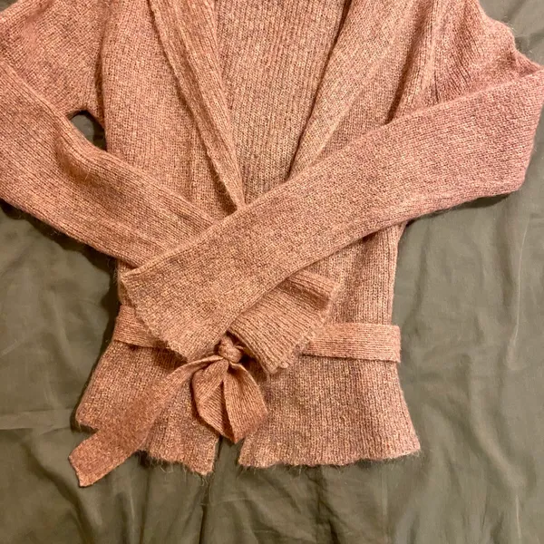 Free People hooded open front w/tie cardigan small - Image 4