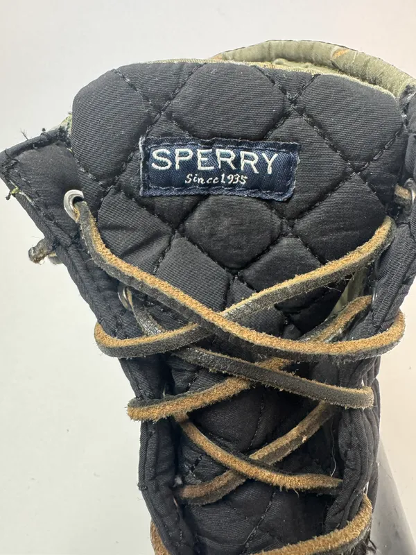 Saltwater Black Quilted Lace Up Boots Size 7.5 - Image 8