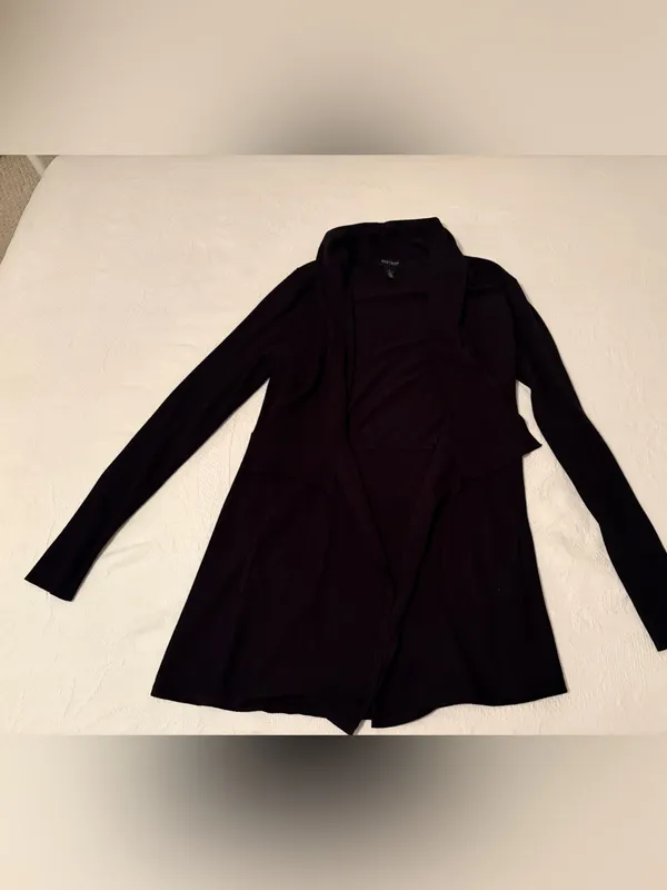 White House Black Market Black Draped Cardigan - Image 2