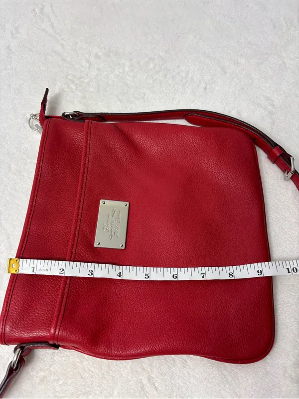 Lauren Ralph Lauren‎ Red Leather Crossbody with Logo Plate - Image 8