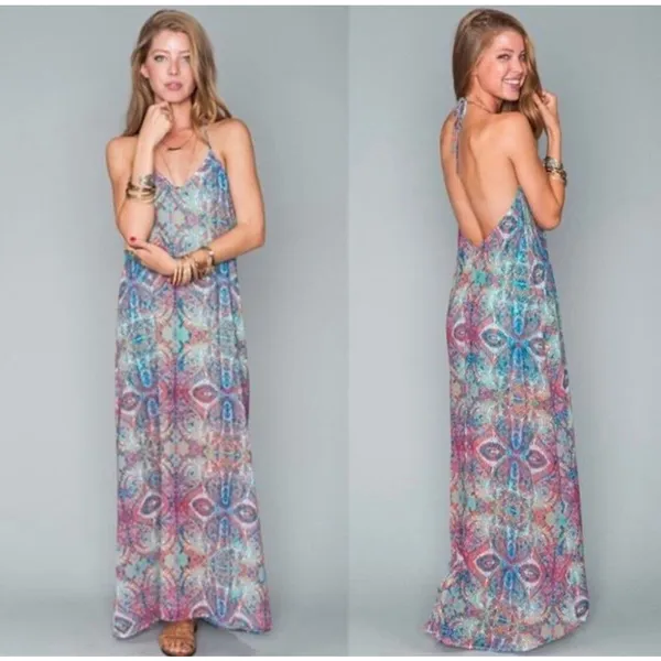 Show Me Your Mumu Erlyn Halter Maxi Dress‎ Women’s Size S Multicolor ( Reef) - Image 2