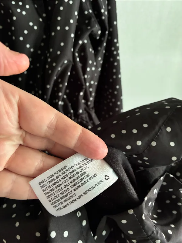 A New Day Women’s L Brown White Polka Dot Hooded Rain Jacket Water Resistant - Image 5