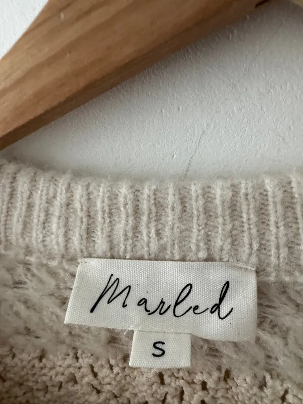 Marled Cream Knit Cardigan‎ Button Front Sweater - Image 4