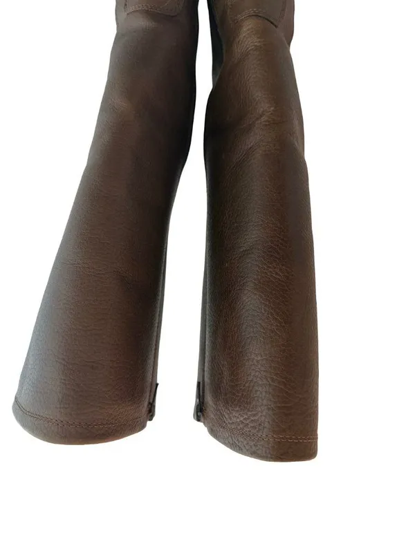 Santana Canada Tall Brown Leather Boots Sherpa Lining Rugged Outsole Size 8 - Image 5