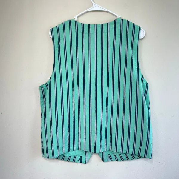 Damson Madder Anthro Green Striped Coco Waistcoat Vest 14 Women - Image 6