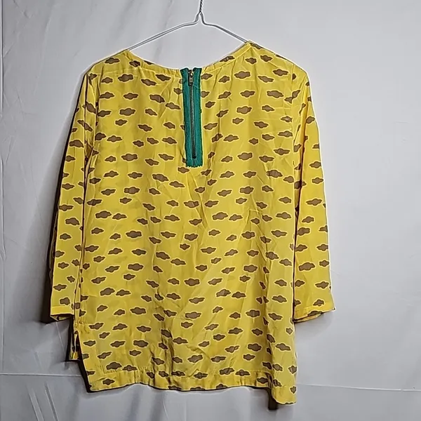 Anthropologie Maeve Linosa cloud yellow 100% silk blouse top sz XS - Image 7