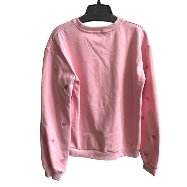 Lola +‎ The Boys Heart Sweatshirt Women Large Pink Coquette Embroidered Pullover - Image 4