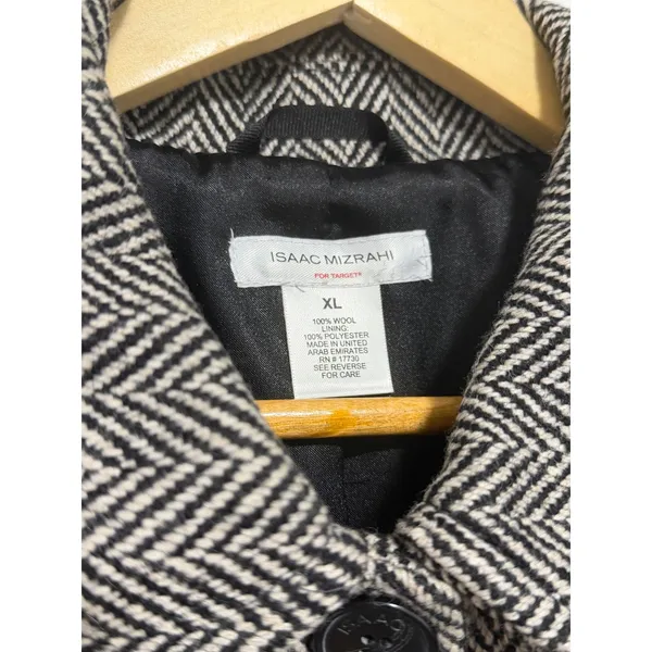 Isaac Mizrahi Live Womens XL Herringbone Wool Coat preppy academia professional - Image 14