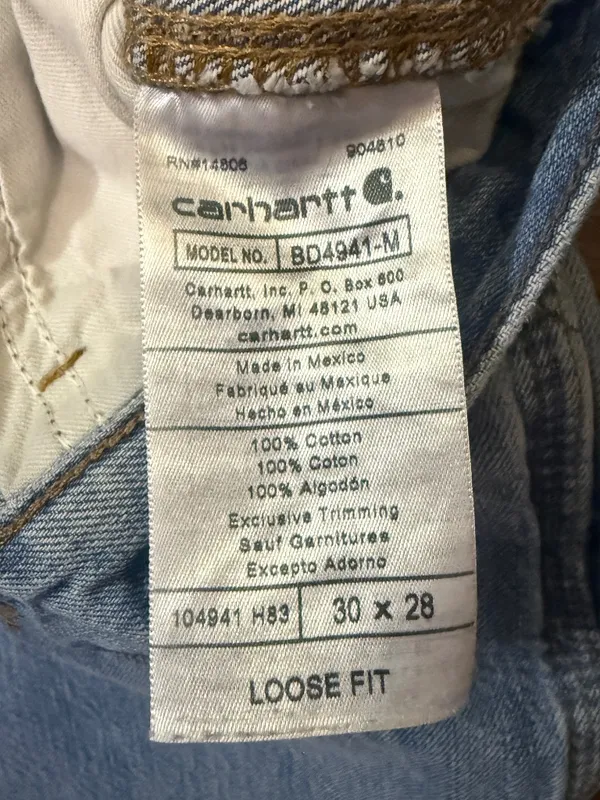 Carhartt Loose Fit Carpenter Jeans Light Wash Utility 30x28 - Image 12