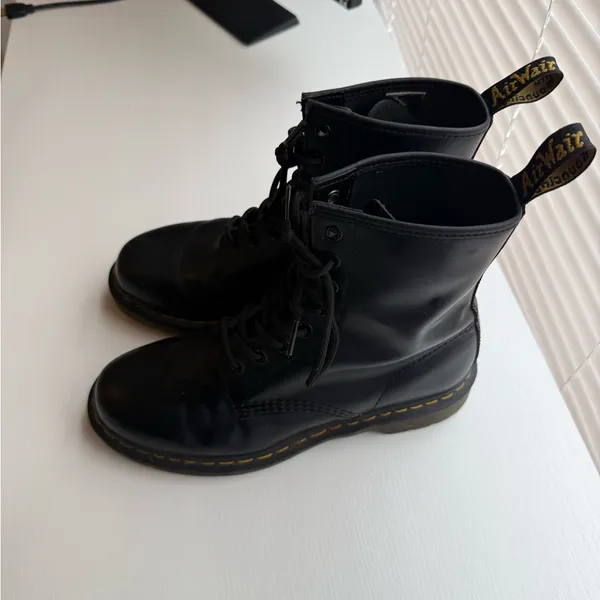 Dr. Martens Black Boots with Yellow Stitching - Image 3