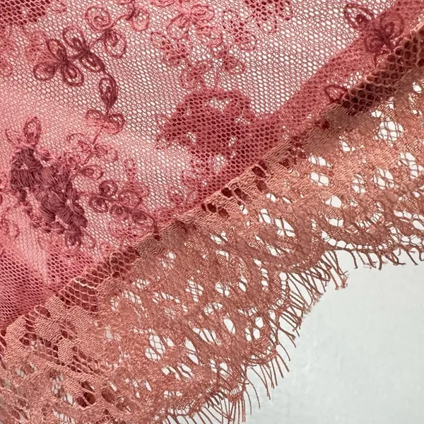 Sheer Mauve Mixed Lace Bell Sleeve Top Eyelash Fringe Gimmicks by BKE Fairy Boho - Image 10