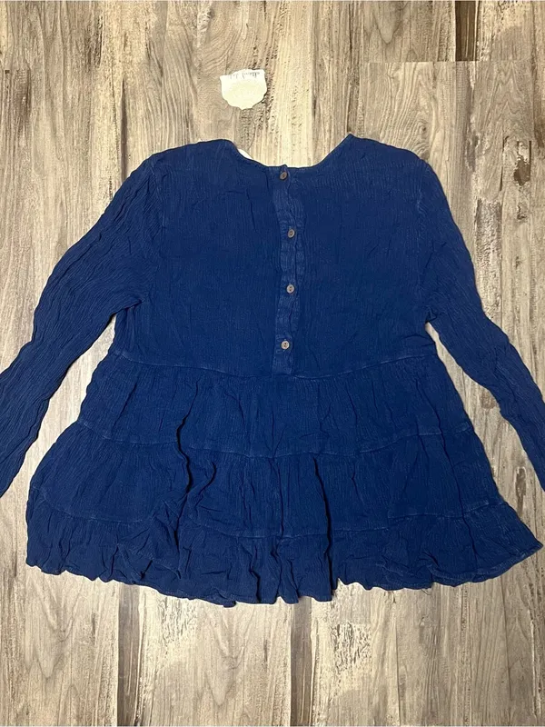 NWT Altard State Babydoll Peplum Top Sz XS Ensign Blue Crinkle Tiered Boho - Image 5