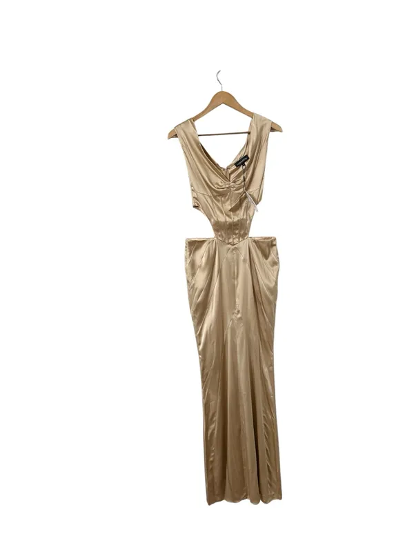 NWT RETROFETE Nika Corset Silk Nude Champagne Cut Out Formal Maxi Dress Gown - Image 4