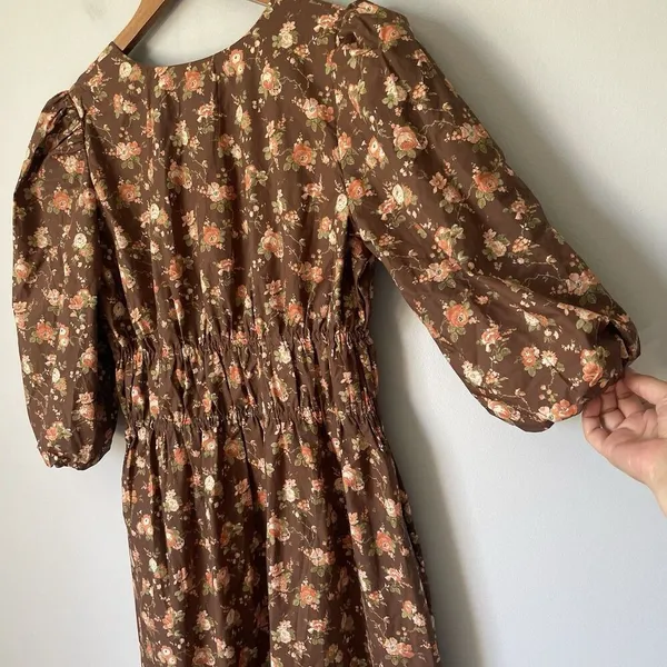 Tuckernuck Rosewood Chintz Marlena Floral Brown Boho Midi Dress Size Medium - Image 4