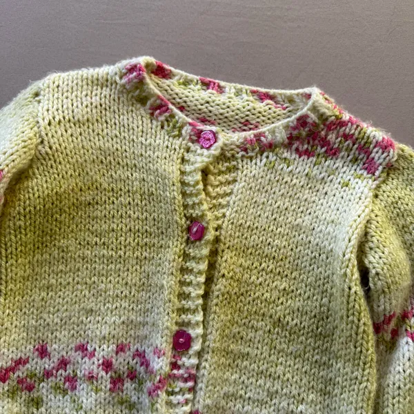 Handmade Vintage Cottage Core Hand Knit Cardigan Sweater - Image 6