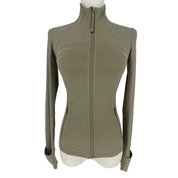 Lululemon Define Jacket Nulu Fog Green‎ Size 2 Slim Fit Thumbholes - Image 4