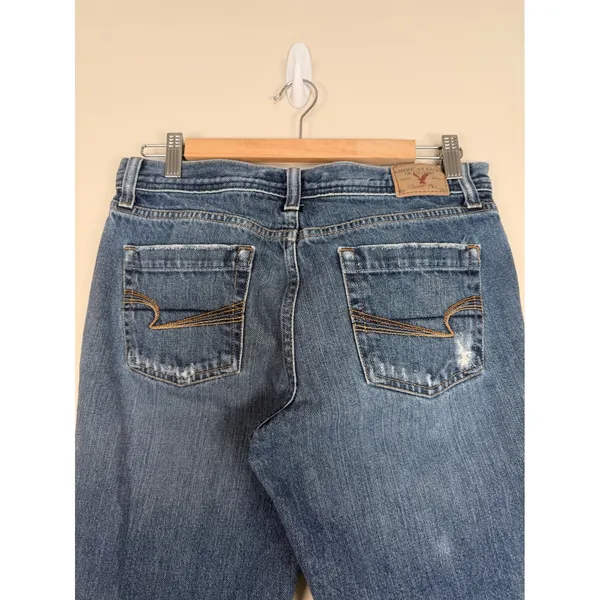 American Eagle‎ Favorite Fit Flare Jeans Medium Wash Distressed 6 Reg 100 Cotton - Image 4