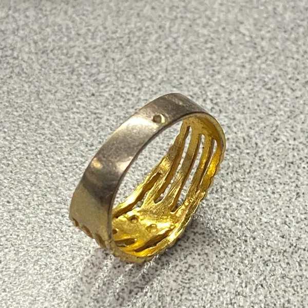 Gold Tone Textured Stacking Band Layered Ring Statement Fashion Jewelry Sz 5.75 - Image 6