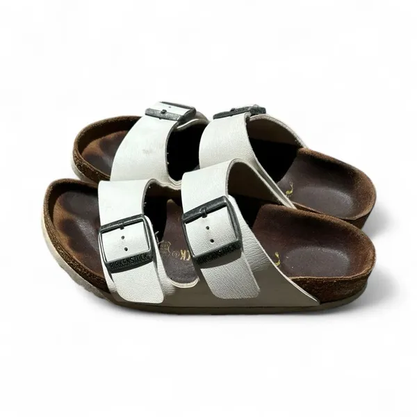 Birkenstock Arizona White Leather Sandals Size 38 US 7 Classic Comfort Minimal - Image 2
